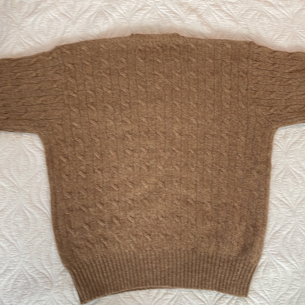 EUC XL Polo Ralph Lauren Wool tan cableknit  sweater. 70% Alpaca & 30% Wool. - Picture 2 of 7